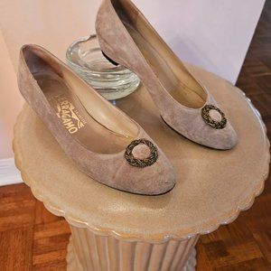 Tan Suede Ferragamo Flats